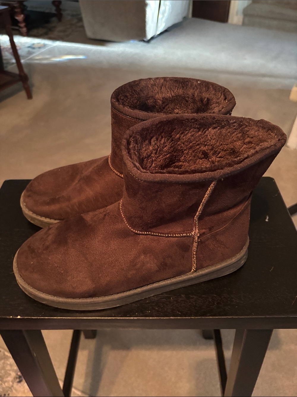 Xappeal Men's Dark Brown Suede Short Shearling Boots